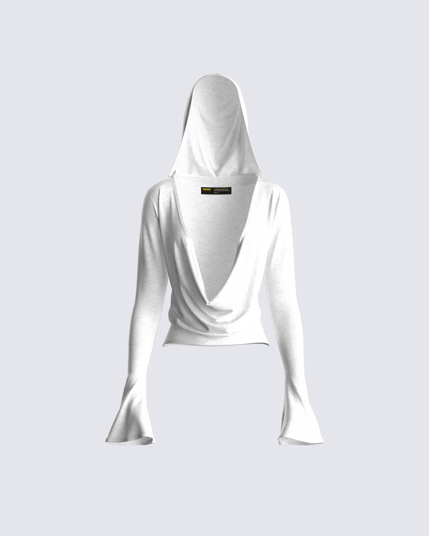 Inga White Knit Hooded Draped Top