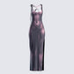 Kala Maroon Body Print Midi Dress 3d product front