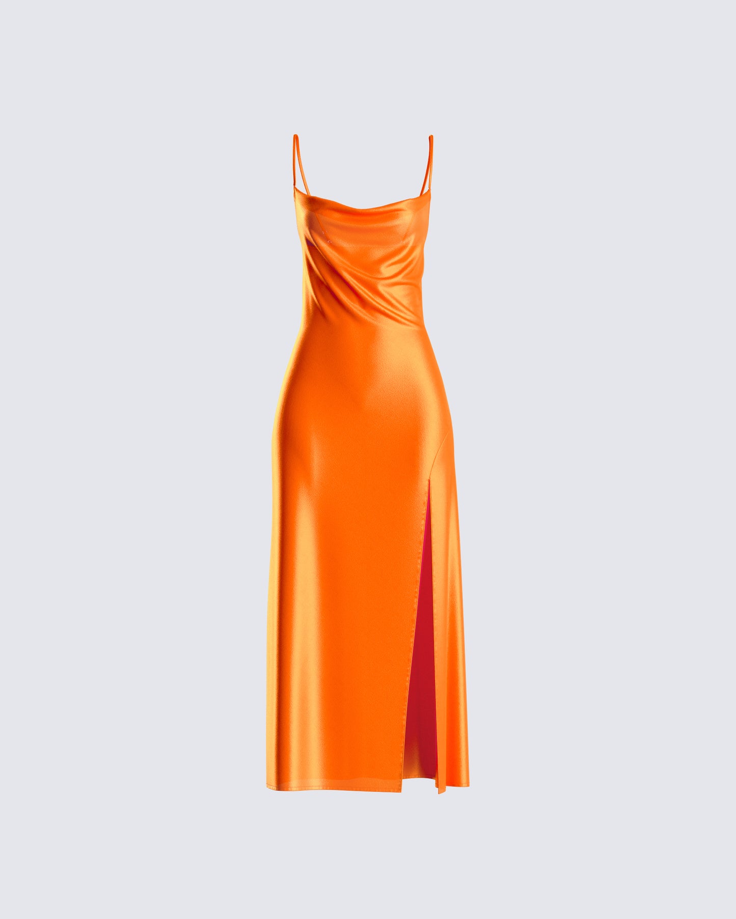 Alina Orange Satin Midi Dress product front