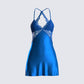 Bernadette Blue Lace Satin Dress 3d product front