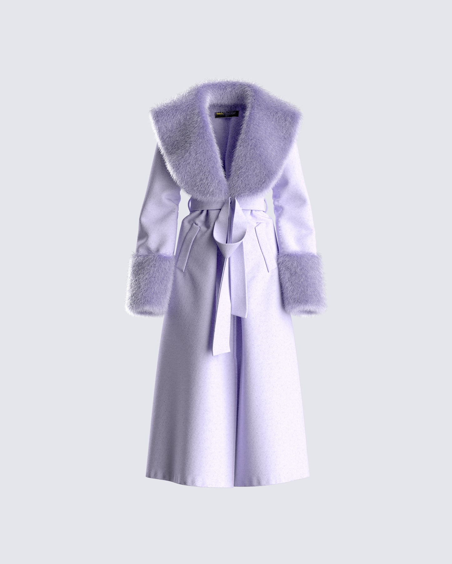 Anika Lavender Vegan Fur Trim Coat 3d product front