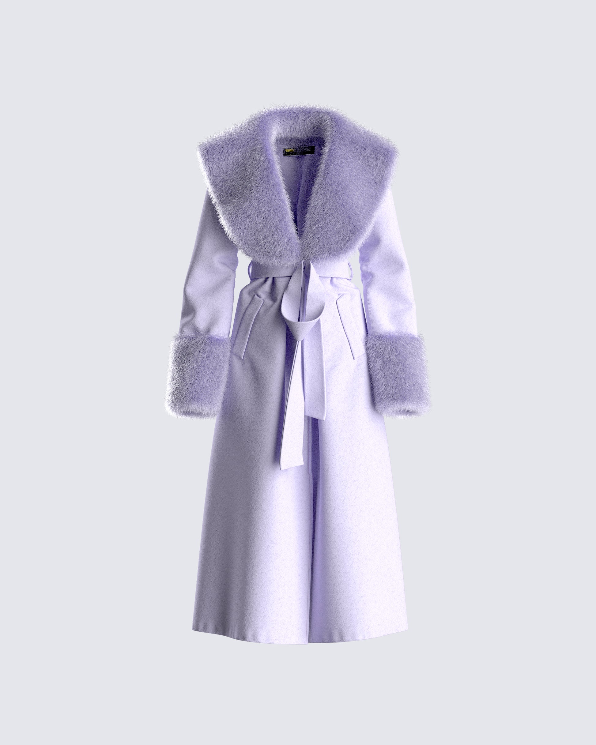 Anika Lavender Vegan Fur Trim Coat 3d product front