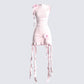 Tiana Pink Ruffle Rosette Dress 3d product front