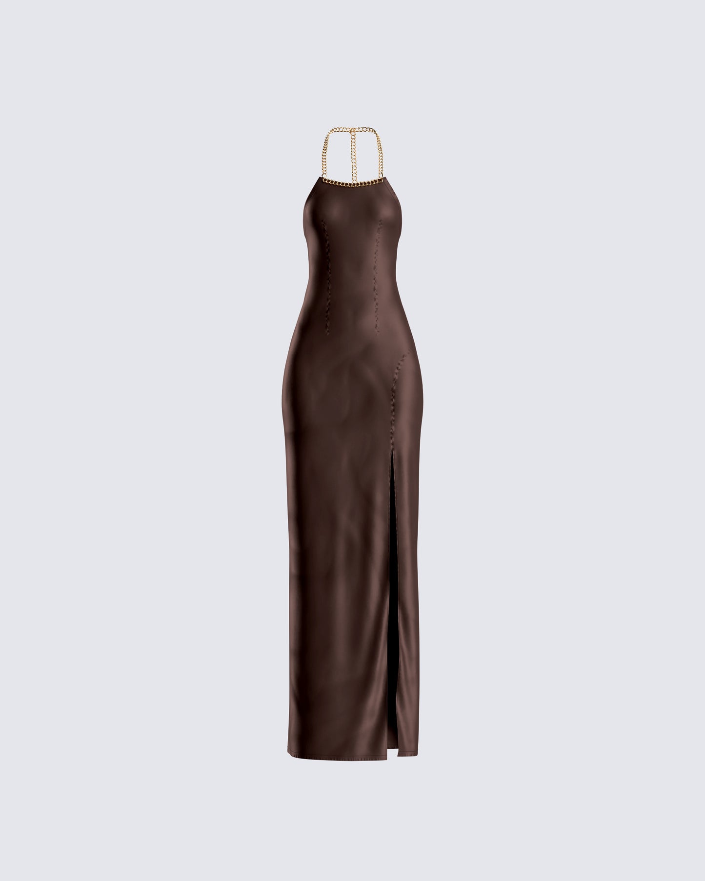 Claude Brown Satin Gown 3d product front