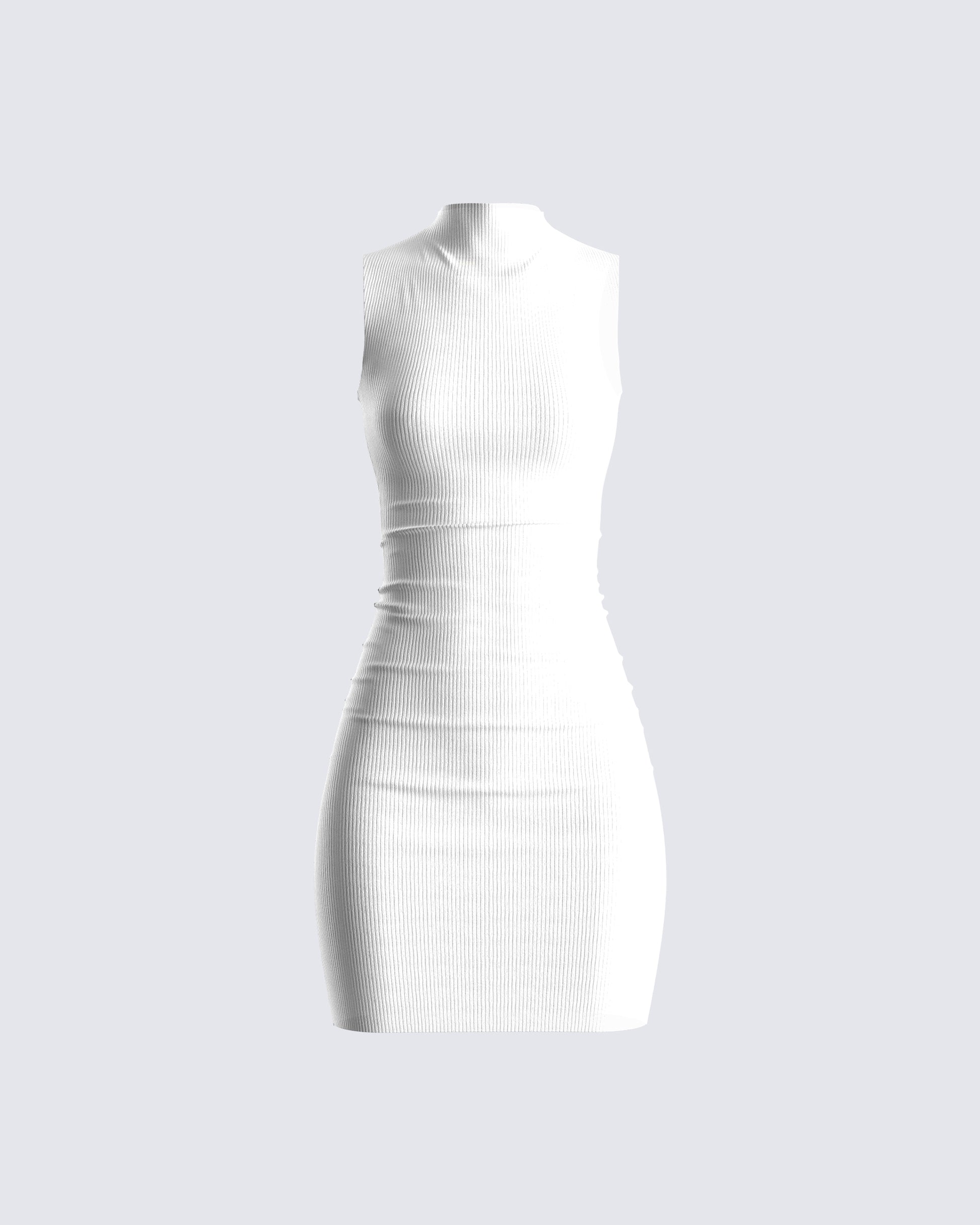 Lauren White Rib Mini Dress 3d product front