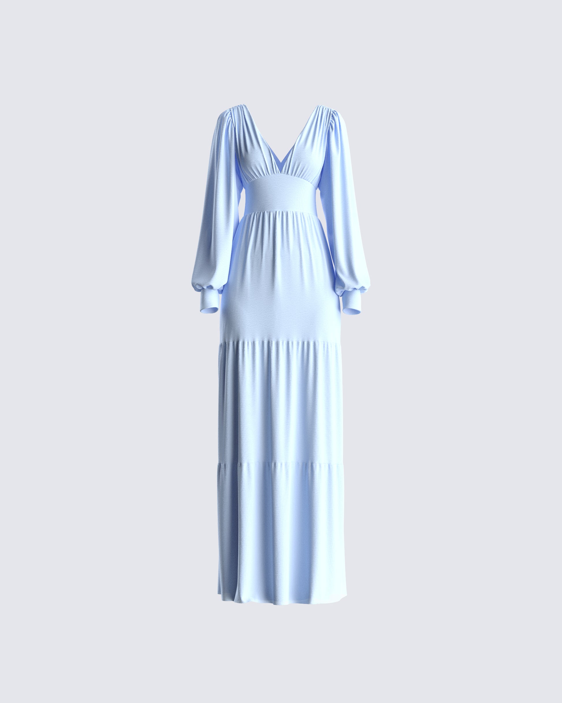 Louise Baby Blue Tiered Maxi Dress 3d product front