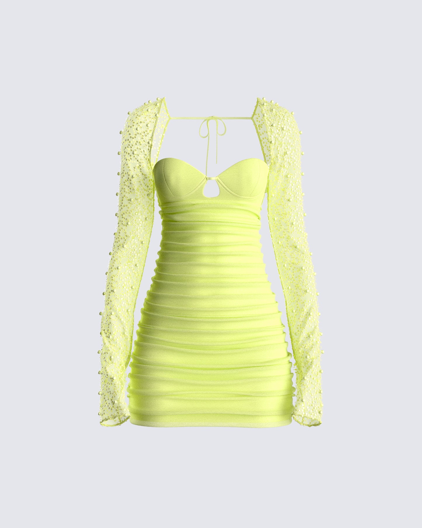 Eloise Lime Green Mesh Mini Dress 3d product front