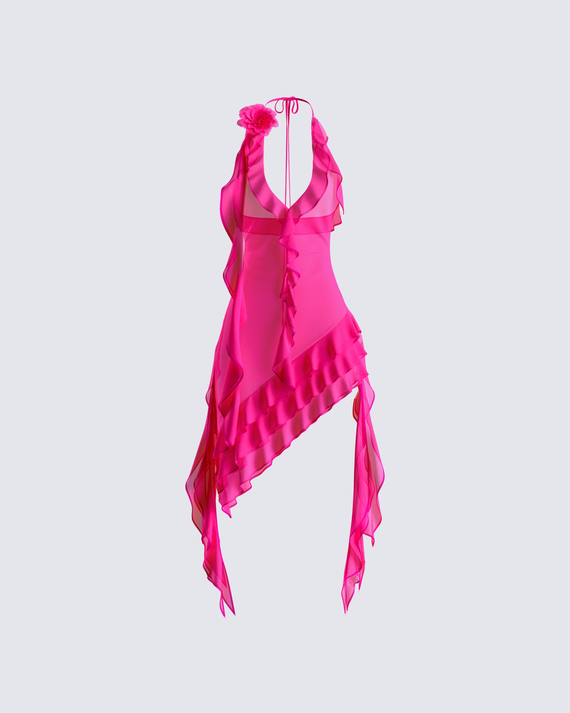 Christine Pink Ruffled Mini Dress product front