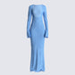 Oren Blue Sweater Knit Dress 3d product front