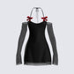 Ginny Black Mesh Mini Dress product front