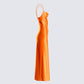 Alina Orange Satin Midi Dress