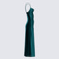 Alina Emerald Satin Midi Dress