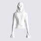 Inga White Knit Hooded Draped Top