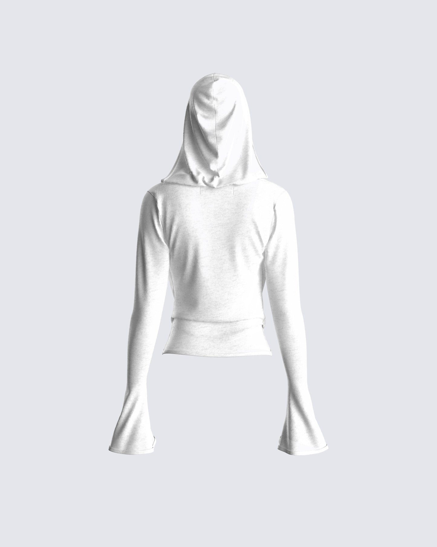 Inga White Knit Hooded Draped Top