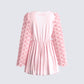 Elvia Pink Pleated Flower Dress