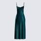 Alina Emerald Satin Midi Dress