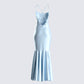 Anya Blue Cowl Low Back Gown