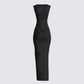 Jett Black Knit Cut Out Maxi Dress