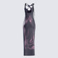 Kala Maroon Body Print Midi Dress