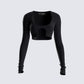 Christina Shimmer Knit Cropped Top 3d product front