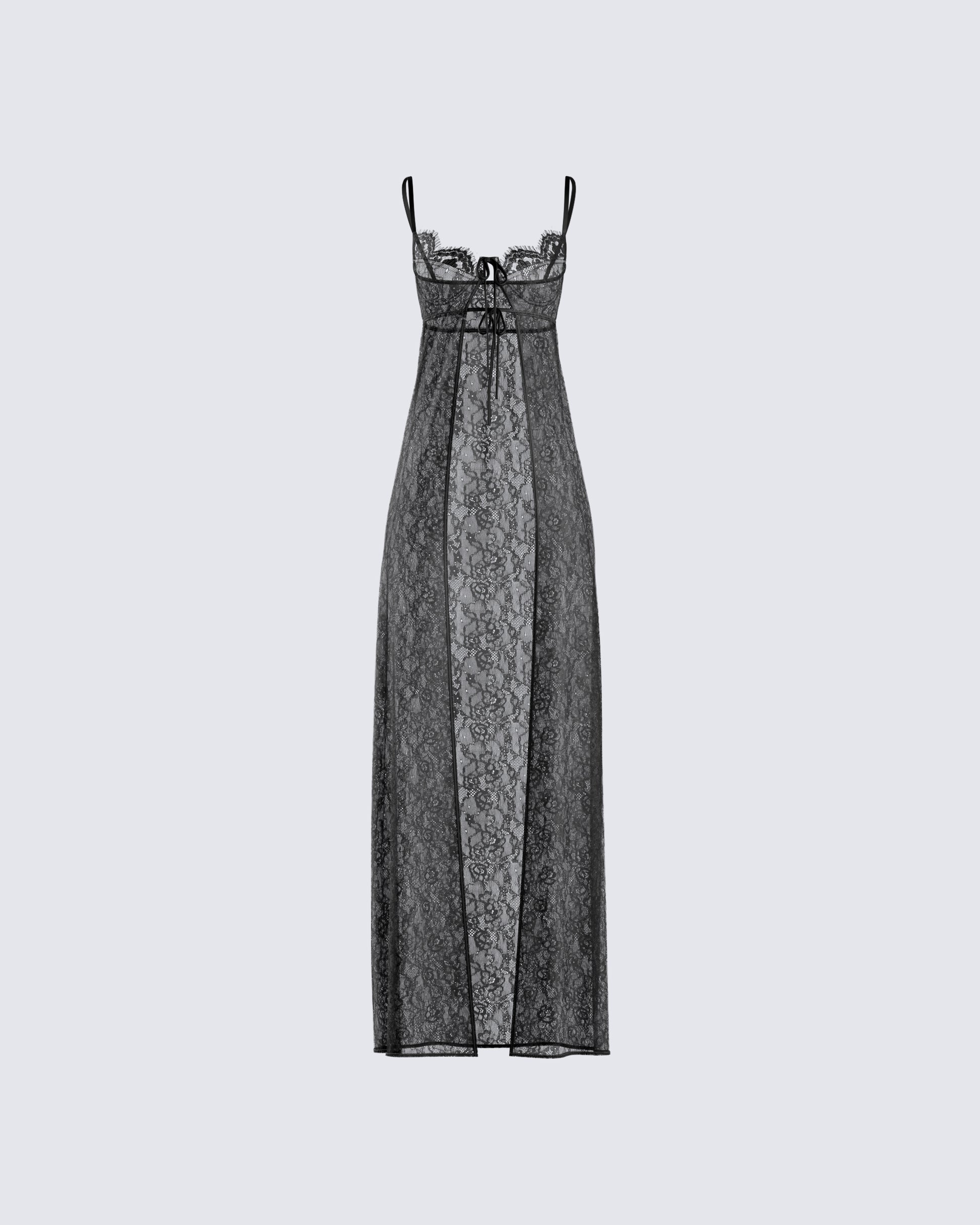 Sylvia Black Lace Maxi Top 3d product front