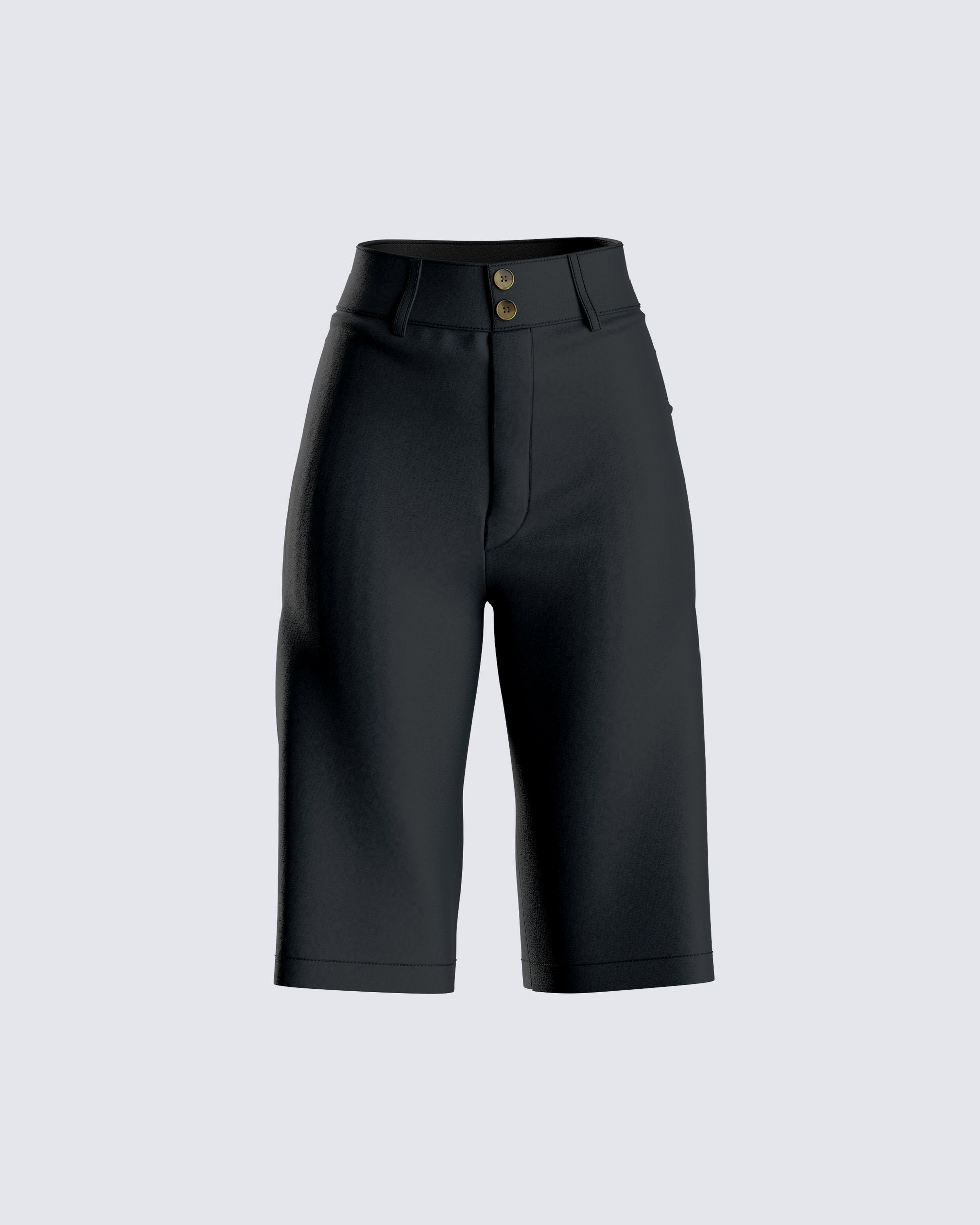 Birna Black Crepe Bermuda Shorts 3d product front