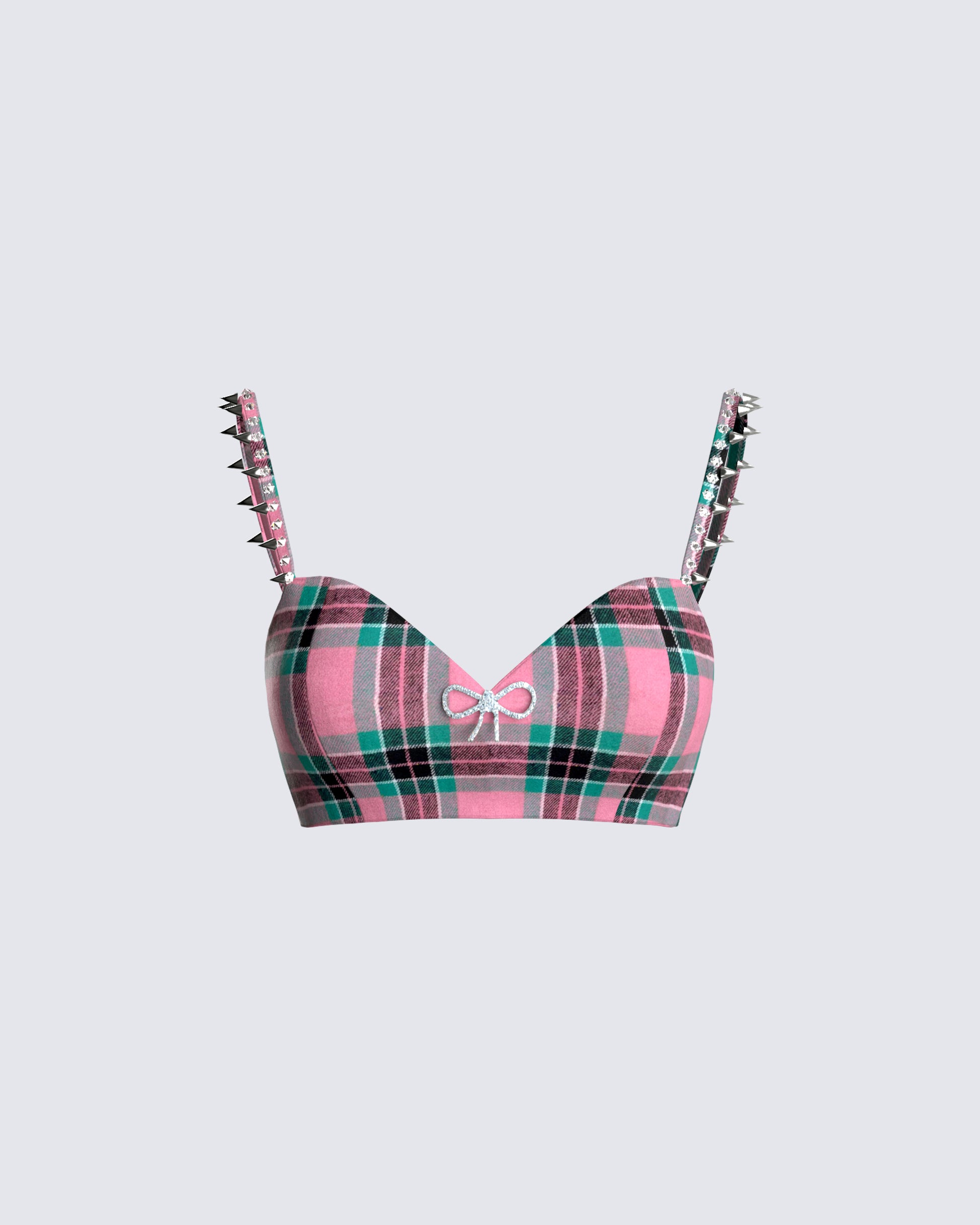Amanda Multi Plaid Crop Top 3d product front