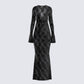 Lilith Black Lace Maxi Dress product front