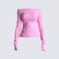 Lorraine Pink Sweater Knit Top 3d product front