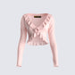 Marie Pink Mesh Long Sleeve Top 3d product front