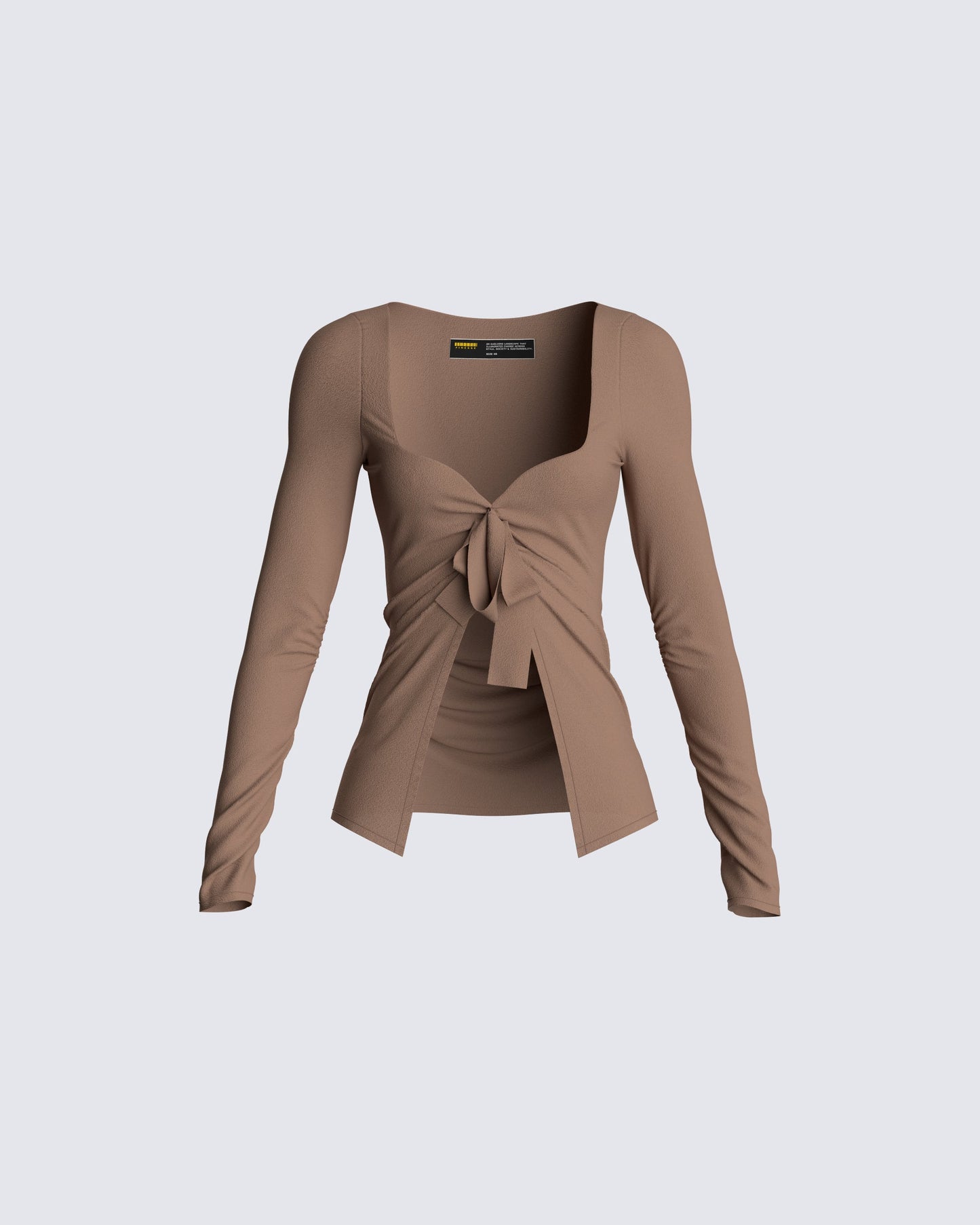 Abra Taupe Tie Front Top 3d product front