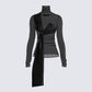 Narda Black Satin Bow Top 3d product front