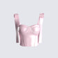 Edith Pink Satin Corset Top 3d product front