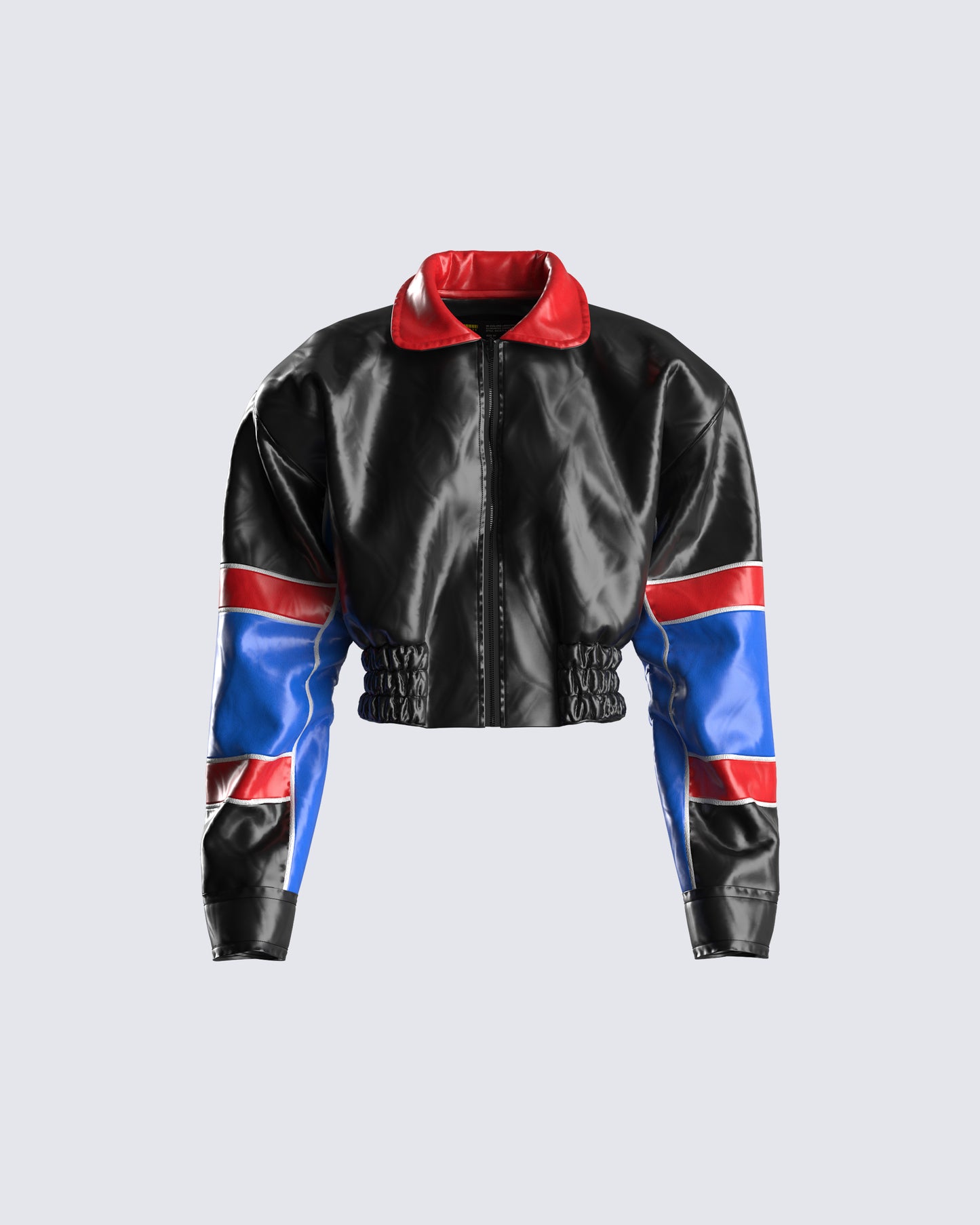 Atlas Black Vegan Leather Jacket 3d product front