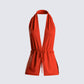 Miriam Red Knit Halter Top 3d product front