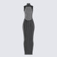 Zeal Black Mesh Bodycon Maxi Dress 3d product front