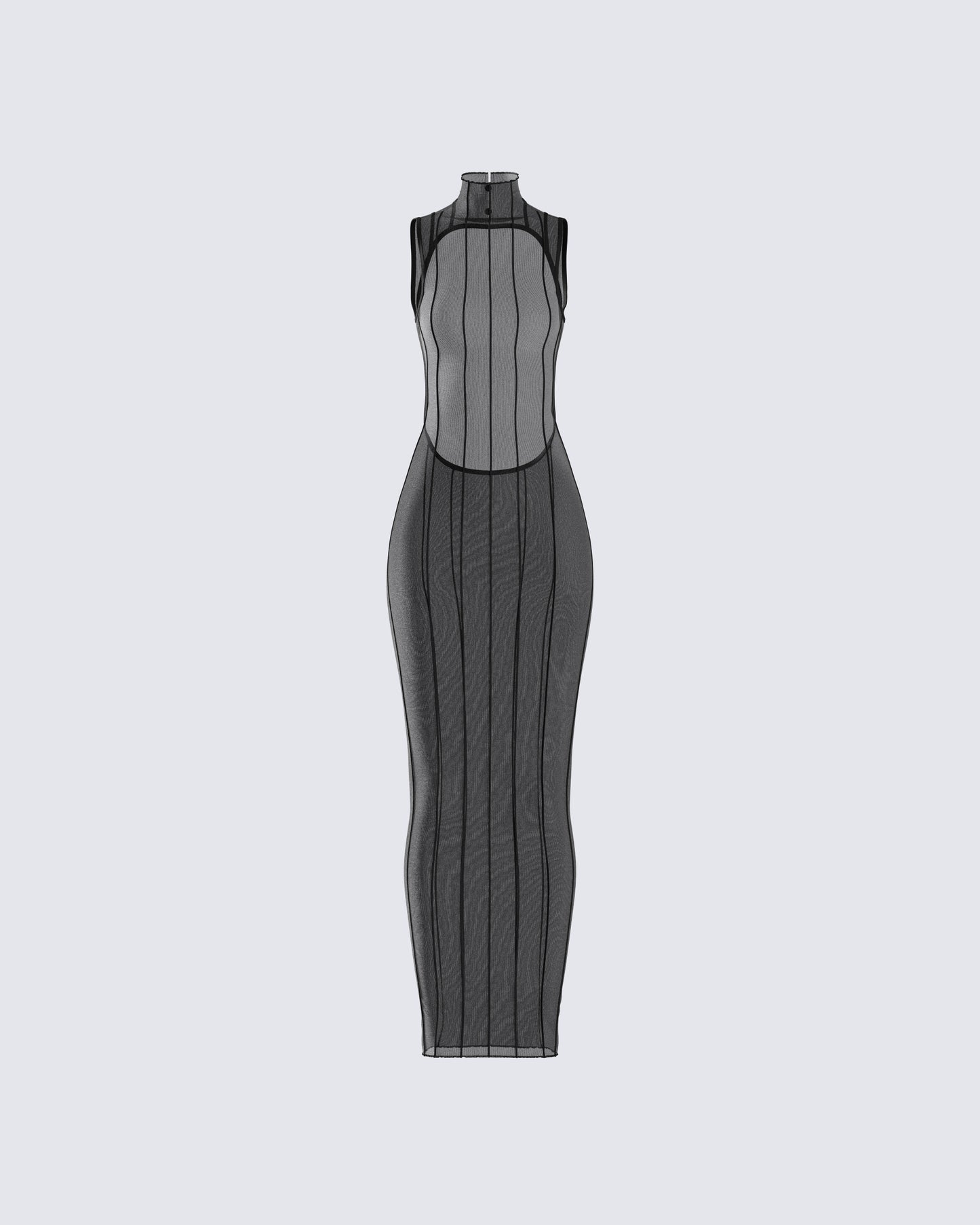 Zeal Black Mesh Bodycon Maxi Dress 3d product front