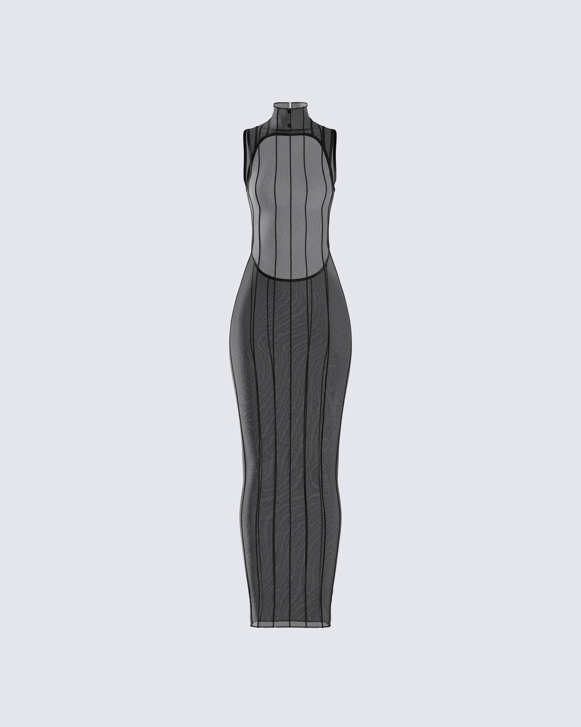 Zeal Black Mesh Bodycon Maxi Dress 3d product front
