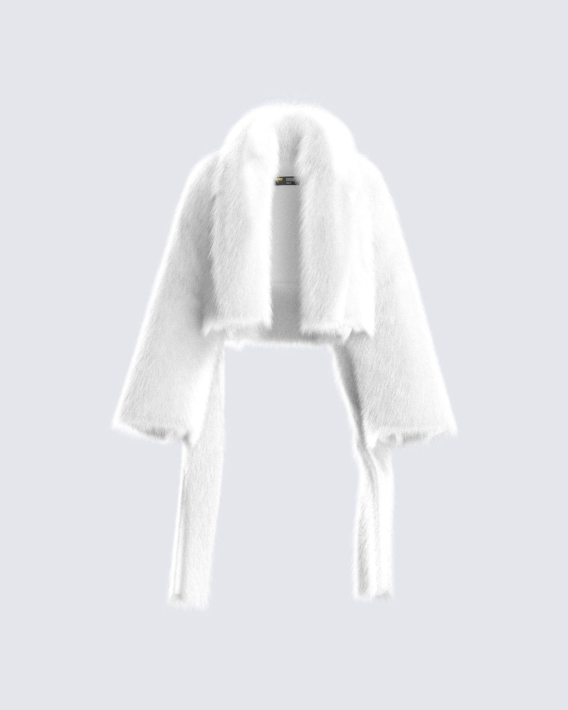 Hollis White Vegan Fur Coat product front