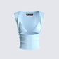 Indie Baby Blue Jersey Cut Out Top 3d product front