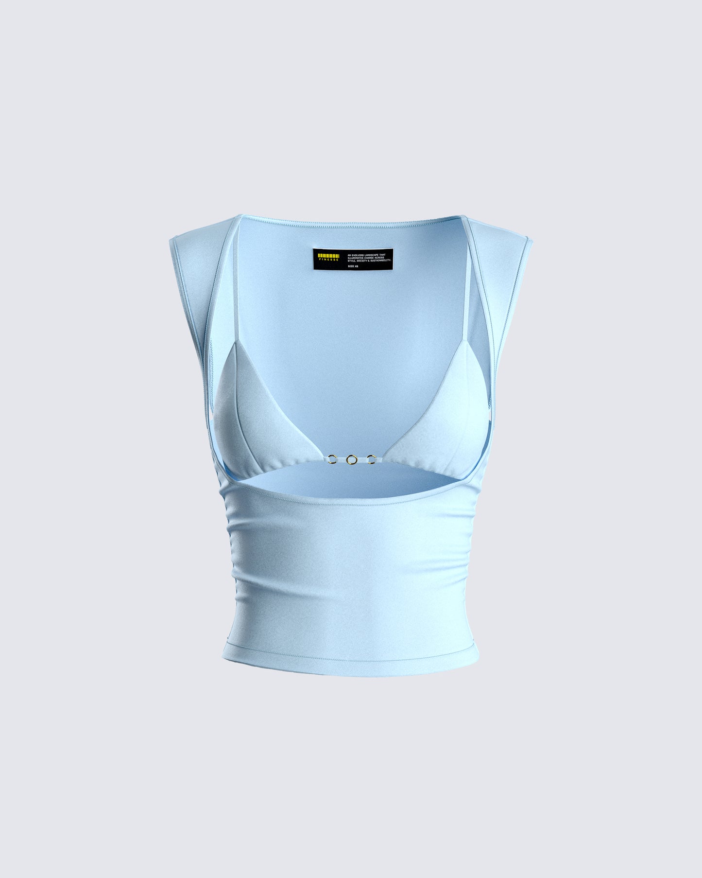 Indie Baby Blue Jersey Cut Out Top 3d product front