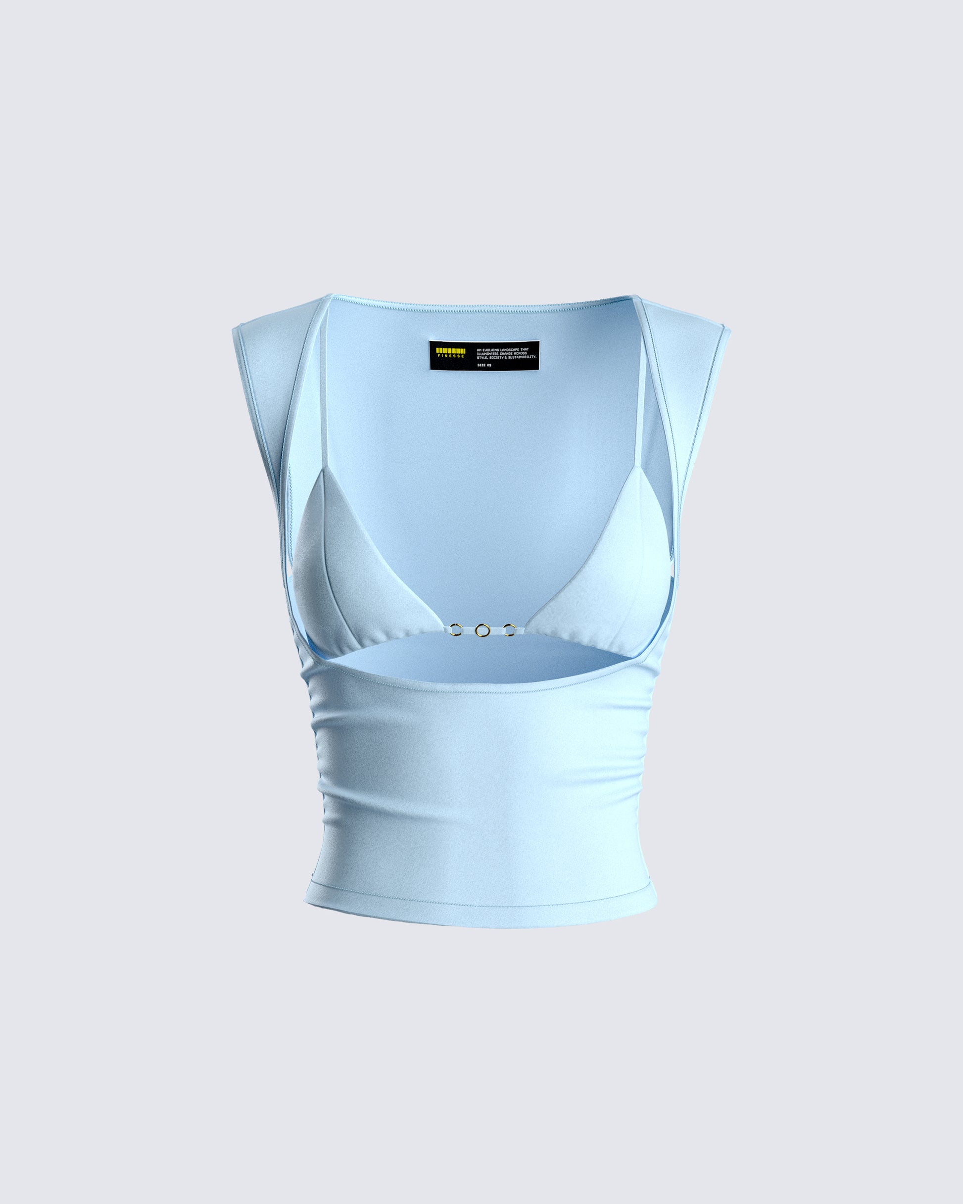Indie Baby Blue Jersey Cut Out Top 3d product front