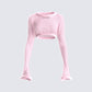 Senga Pink Cropped Sweater Top 3d product front