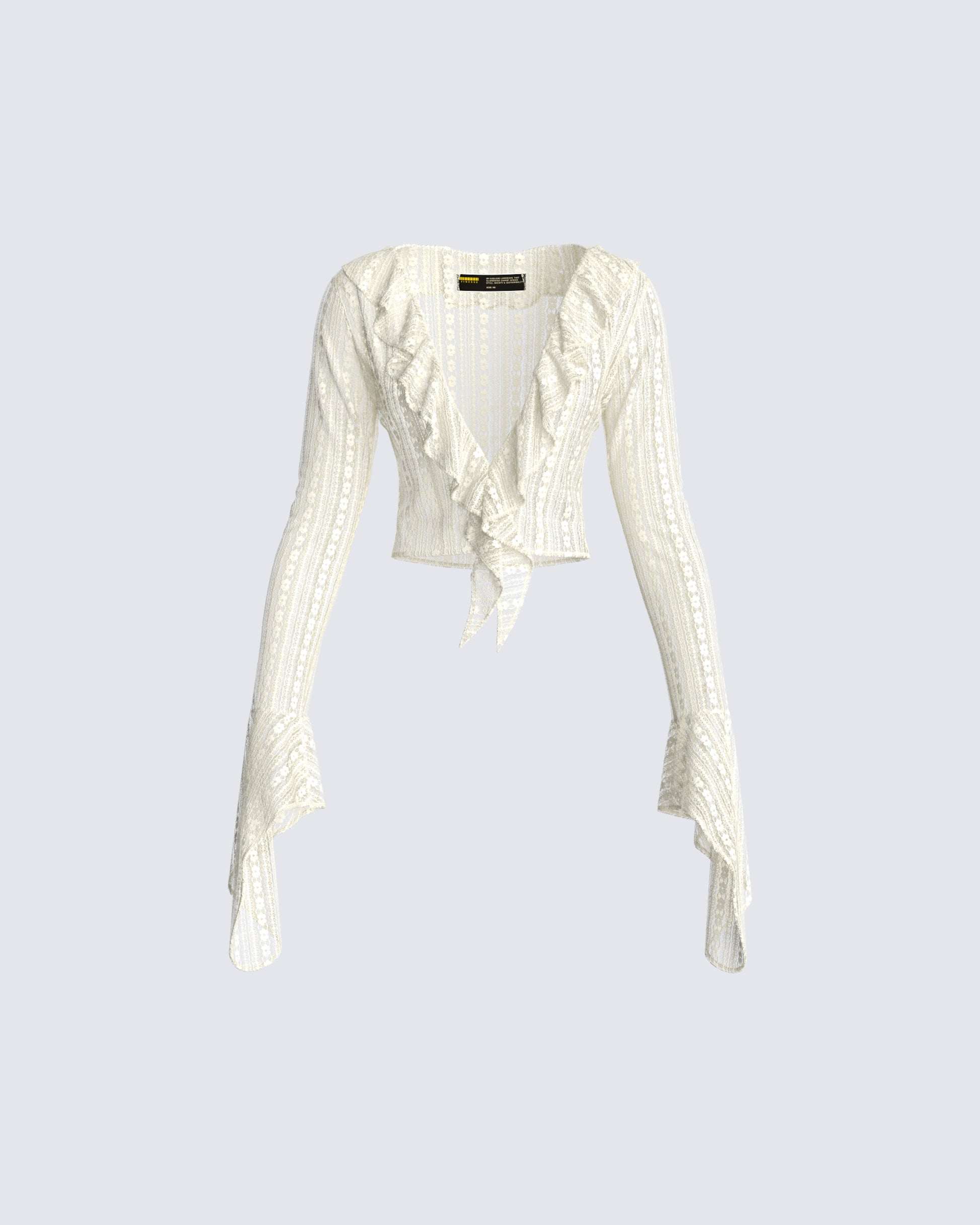 Maeve Ivory Lace Ruffle Top 3d product front