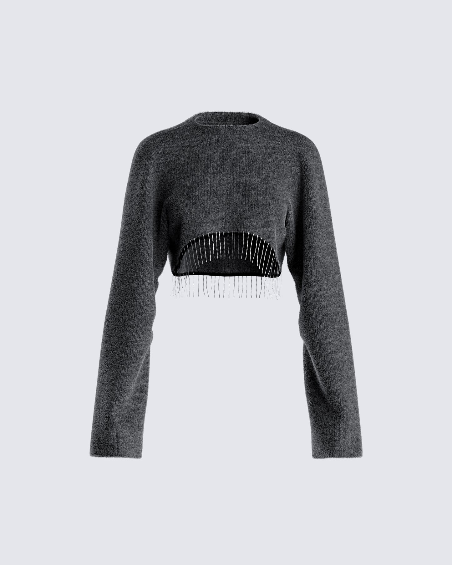 Josephine Grey Crystal Sweater Top 3d product front