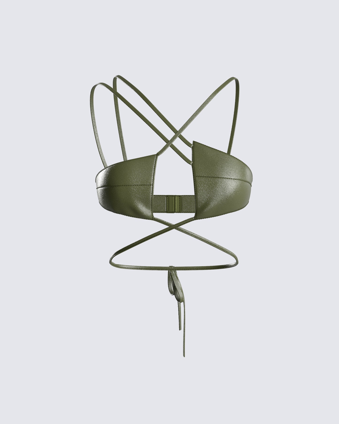 Nadir Olive Vegan Leather Tie Top 3d product front