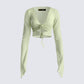 Jolie Olive Mesh Tie Front Top 3d product front