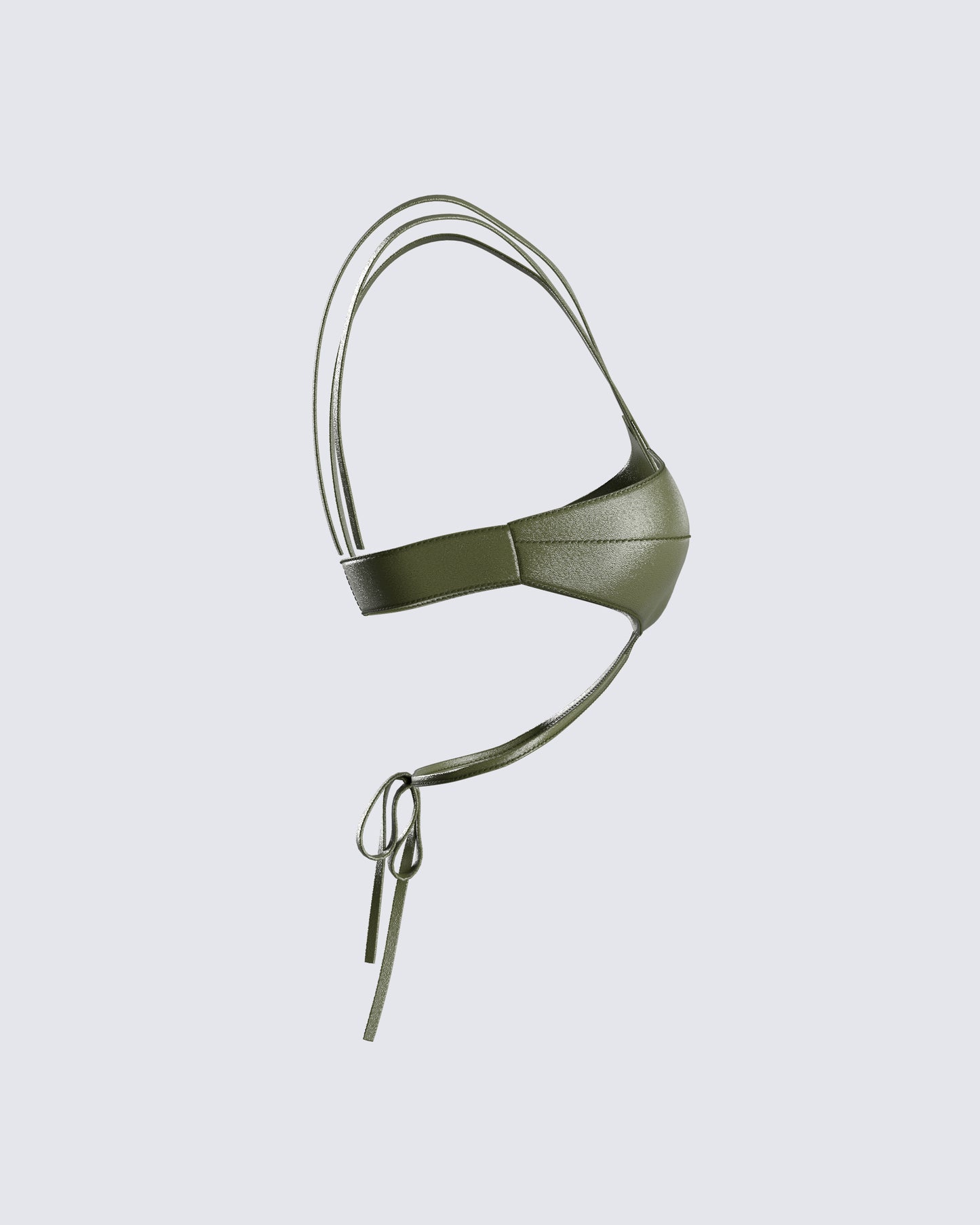 Nadir Olive Vegan Leather Tie Top