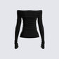 Leslie Black Off Shoulder Top
