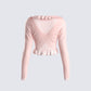 Marie Pink Mesh Long Sleeve Top